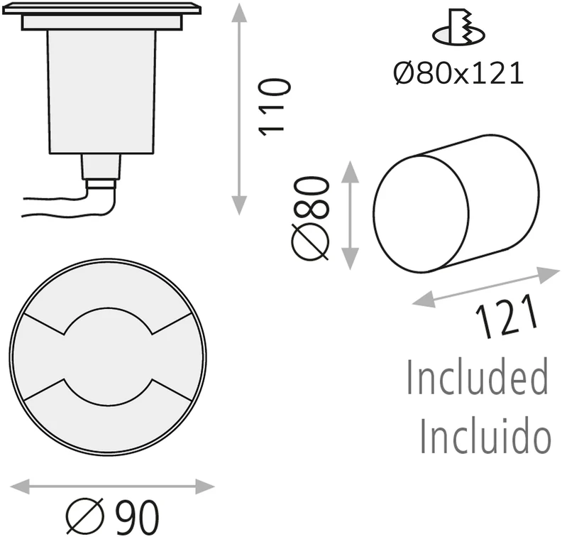 Įleidžiamas lauko šviestuvas INDUS, GU10, aliuminio sp., E2066080IN