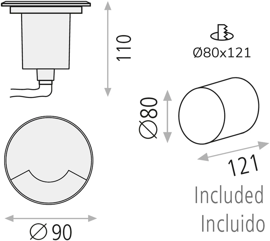Įleidžiamas lauko šviestuvas INDUS, GU10, aliuminio sp., E2065080IN