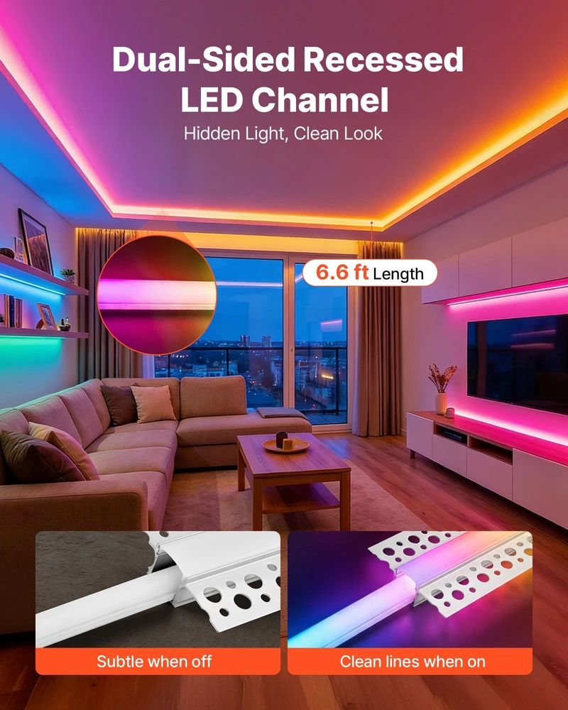 Vevor led aliuminio profilis sienoms ir luboms