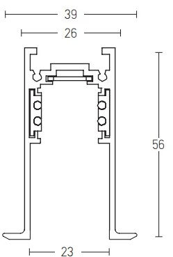 Įleidžiamas magnetinis bėgelis ZAMBELIS, baltas, 1m, 2084W-1