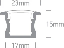 Įleidžiamas profilis su baltu difuzoriumi, 2m, 7904R/W. Komplektuojama su 2 poromis užbaigimų. Tinkama LED juostoms 12 mm.