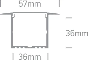 Įleidžiamas profilis su baltu difuzoriumi, 2m, 7910R/AL. Komplektuojama su 2 poromis užbaigimų. Tinkama LED juostoms 25 mm.