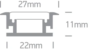 Įleidžiamas profilis su baltu difuzoriumi, IP68, 2m, 7914R/AL, su 2 poromis užbaigimų