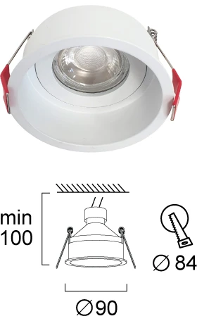 Įleidžiamas šviestuvas DALAS, GU10, baltas, 90mm, 4335600