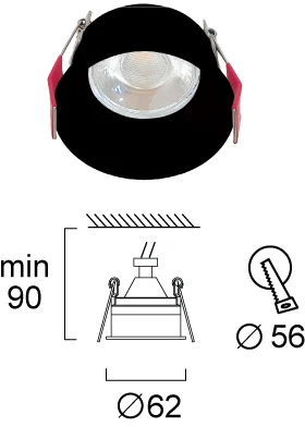Įleidžiamas šviestuvas DALAS, GU10, juodas, 62mm, 4335801