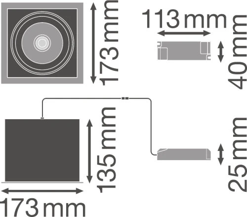 Ledvance Įleidžiamas šviestuvas MULTI 1x30W 4000K FL WT/BK