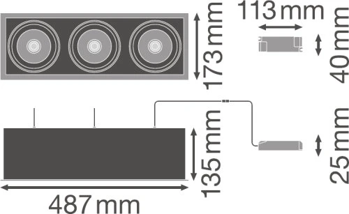 Ledvance Įleidžiamas šviestuvas MULTI 3x30W 4000K FL WT/BK