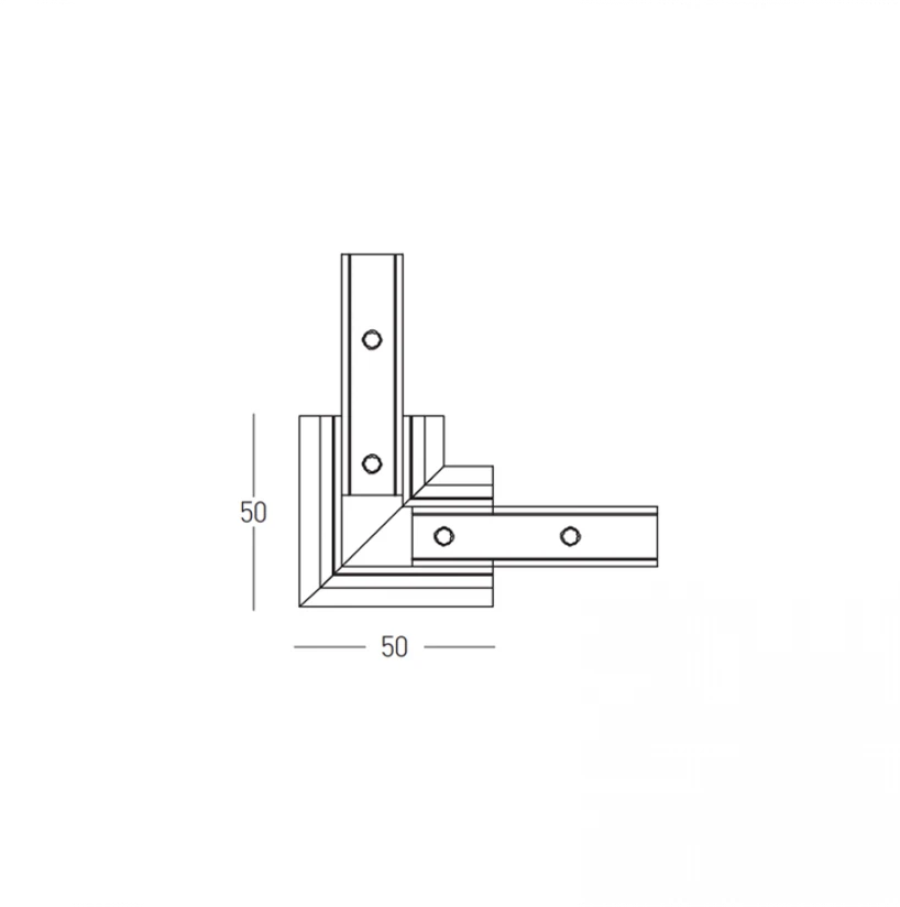 Įleidžiamo magnetinės sistemos ZAMBELIS bėgelio horizontalus kampinis sujungimas, žalvario sp., 48V, 2084G-C2
