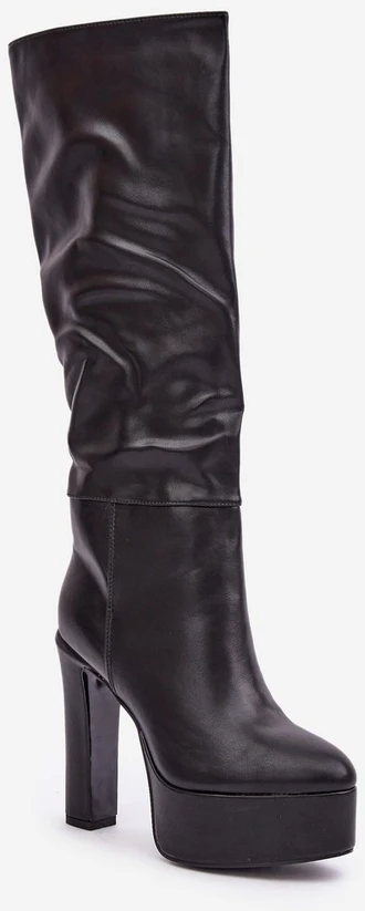 Ilgaauliai batai iš ekologiškos odos Felilorn juodos spalvos