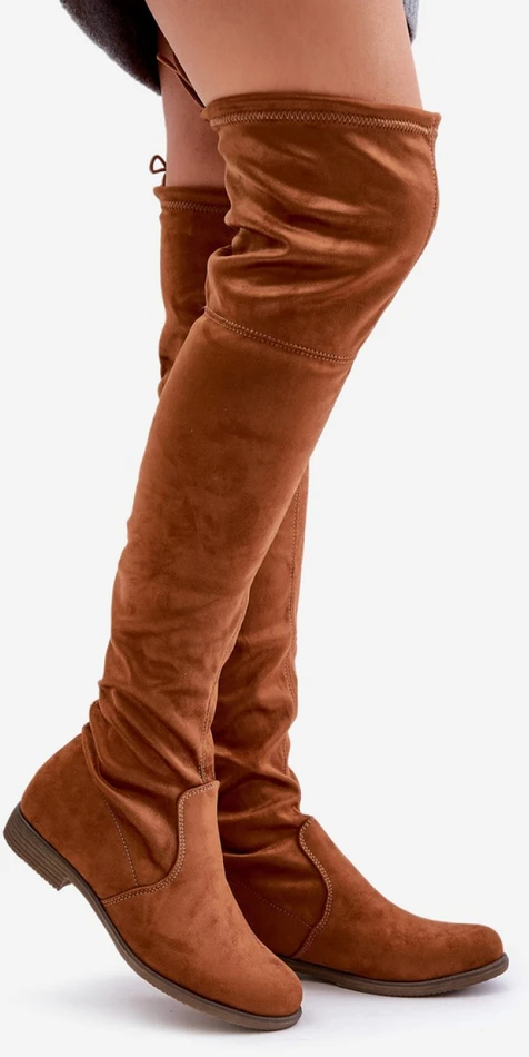 Ilgaauliai batai virš kelių, rudi Step in style