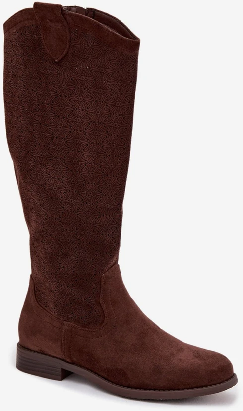 Ilgaauliai batai virš kelių su ažūriniu raštu Step in style