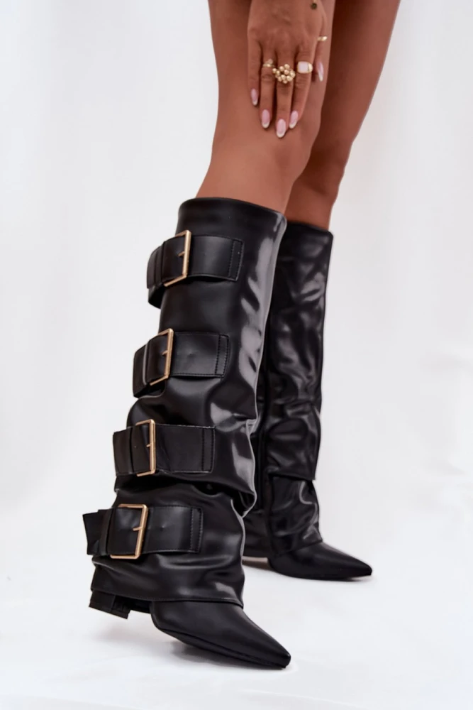 Ilgaauliai batai virš kelių su kulnu Step in style