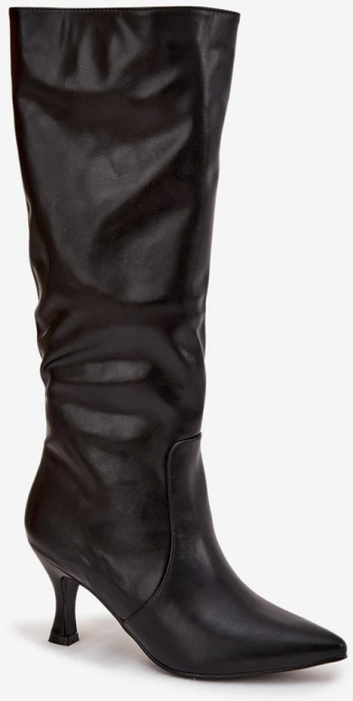Ilgaauliai batai virš kelių su smailia nosimi, juodi Step in style