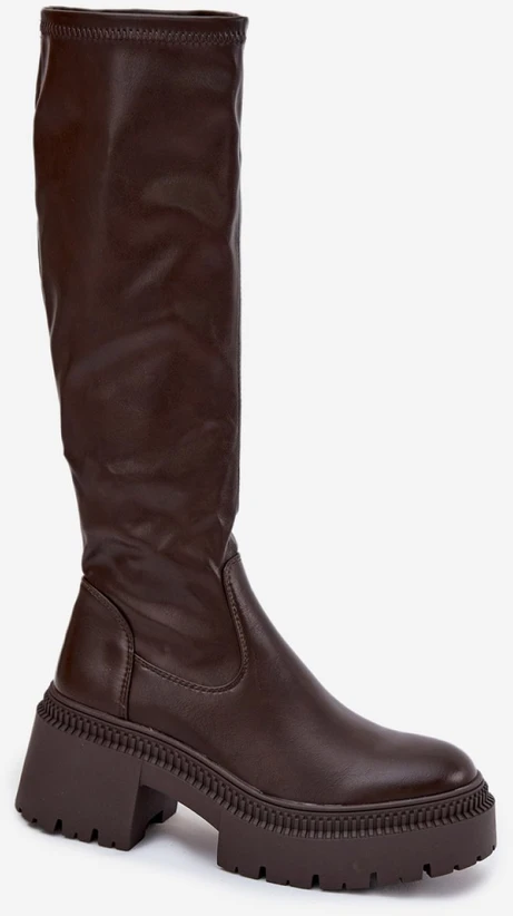 Ilgaauliai batai virš kelių su storu padu Step in style