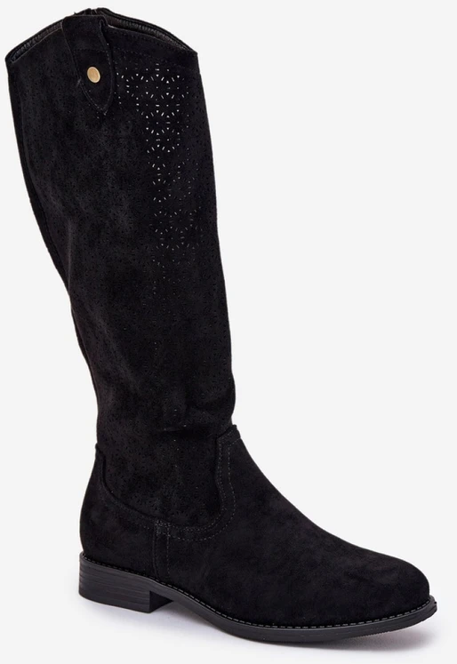 Ilgaauliai batai virš kelių su zomšos imitacija Step in style