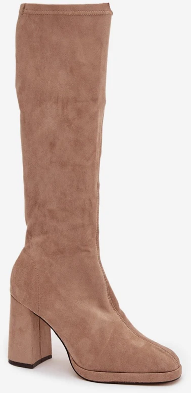 Ilgaauliai batai virš kelių su zomšos imitacija Step in style