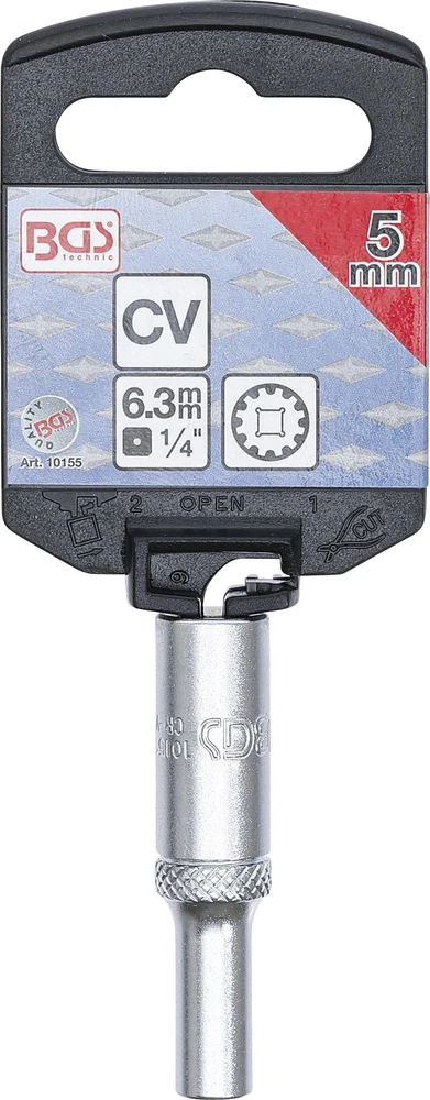 ILGAS GALVUTĖ, SU FIKSAVIMO MECHANIZMU, GILI | 6,3 MM (1/4") KVADRATINĖ PAVARA | 5 MM (10155)