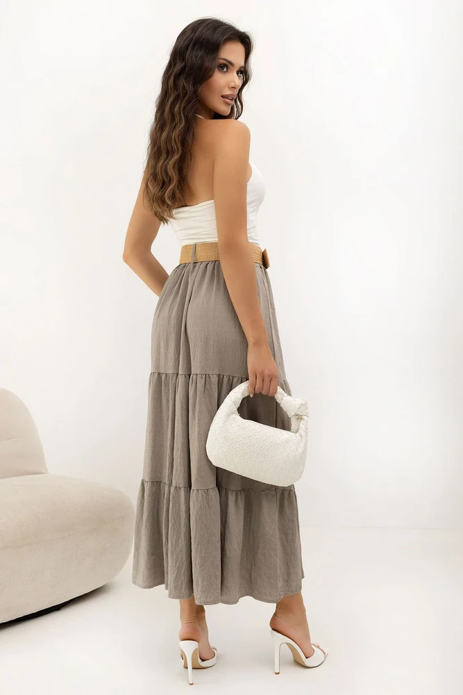 Ilgas sijonas su diržu Italy Moda