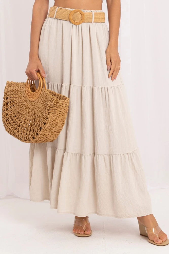 Ilgas sijonas su diržu Italy Moda
