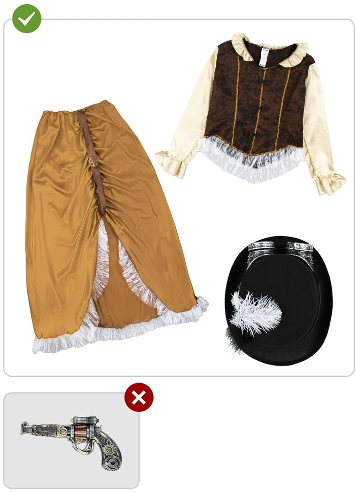 Ilgas Steampunk kostiumas moterims