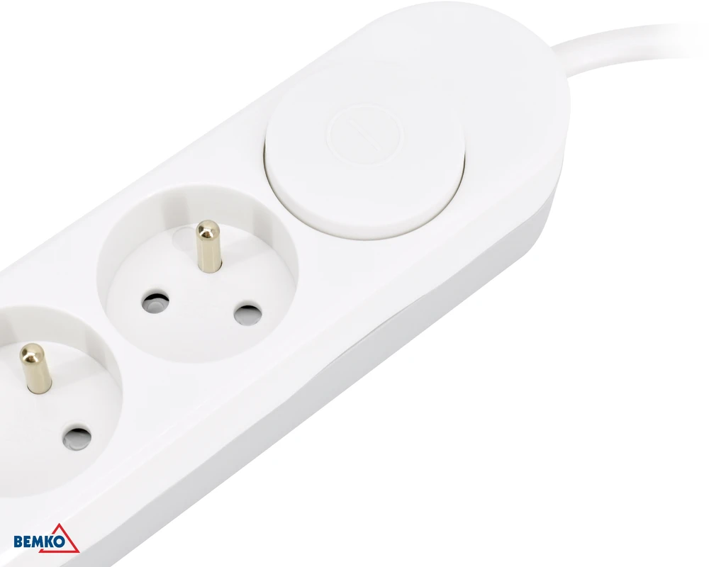 Bemko Ilgintuvas, 3-vietis, 2m, su 2x USB(C+A), baltas, max 3500W