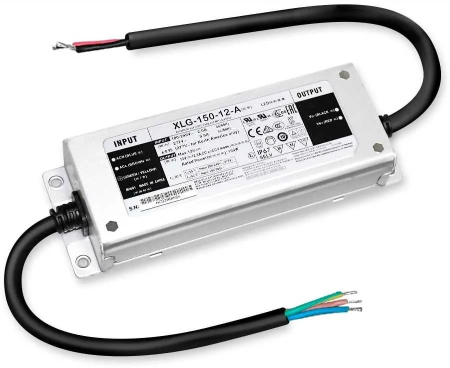 Impulsinis maitinimo šaltinis LED 150W 12V 12.5A IP67, dimeriuojamas, Mean well XLG-150-12-A