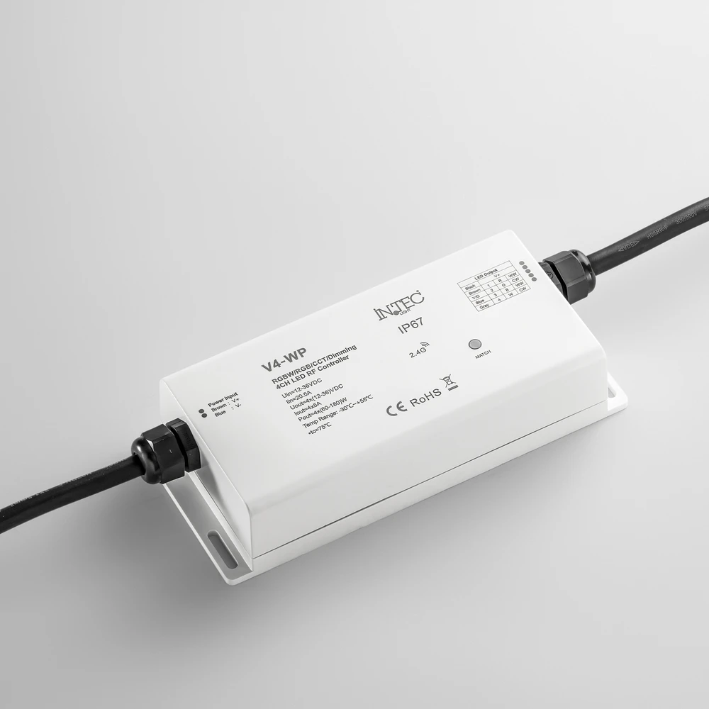 Imtuvas - stiprintuvas DC 12–36V, 5A*4 kanalų, maks. 20A, IP67