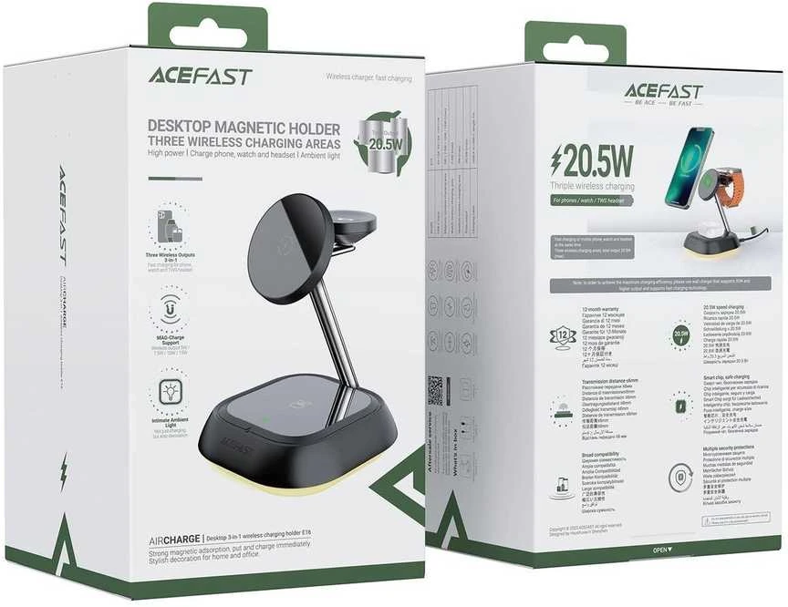 Įkroviklis belaidis Acefast E16 3-in-1 15W juodas