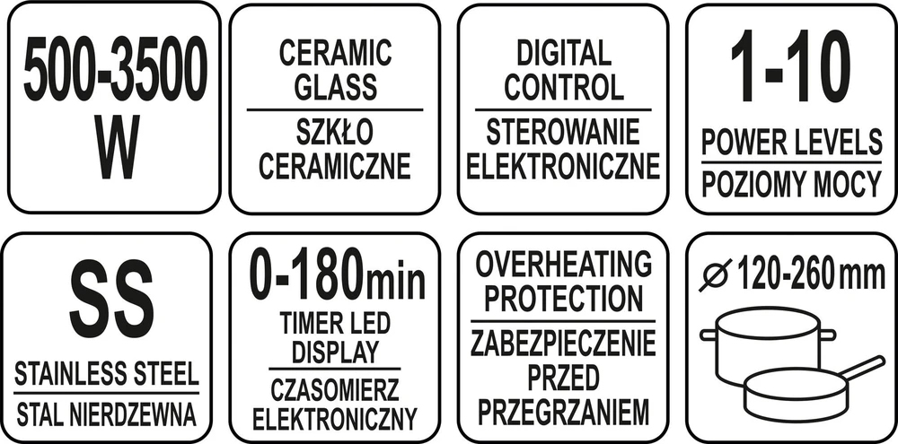 Kaitlentė Yato INDUKCINĖ VIRYKLĖ 3500 W (YG-04701)