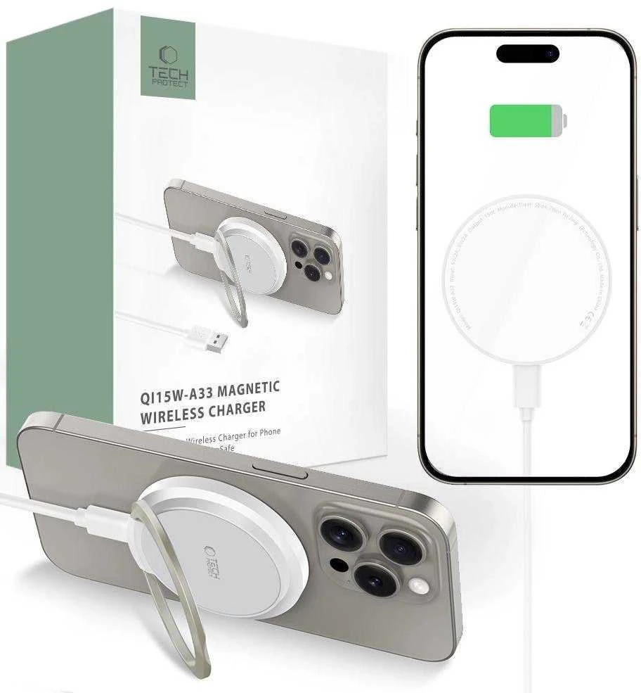 Belaidis įkroviklis 15W magnetinis MagSafe Tech-Protect QI15W-A33 baltas