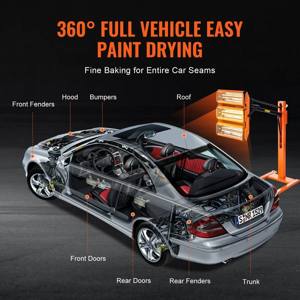 VEVOR 3300 W infraraudonųjų spindulių dažų džiovinimo lempa