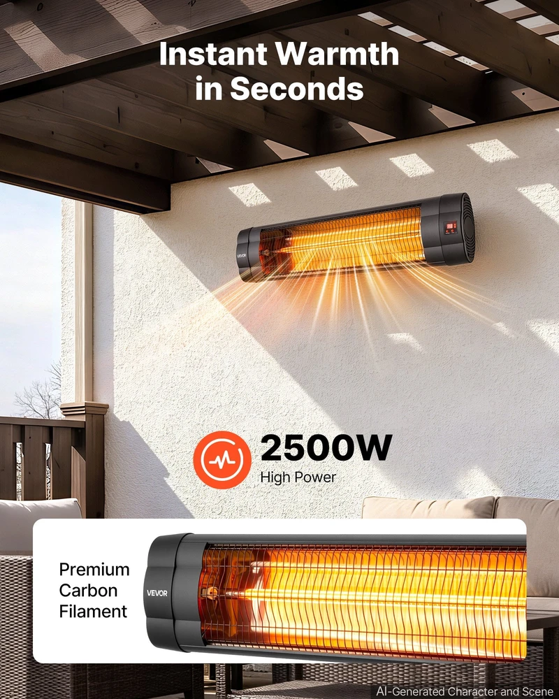 Infraraudonųjų spindulių šildytuvas VEVOR JHS-2500R, 2500 W