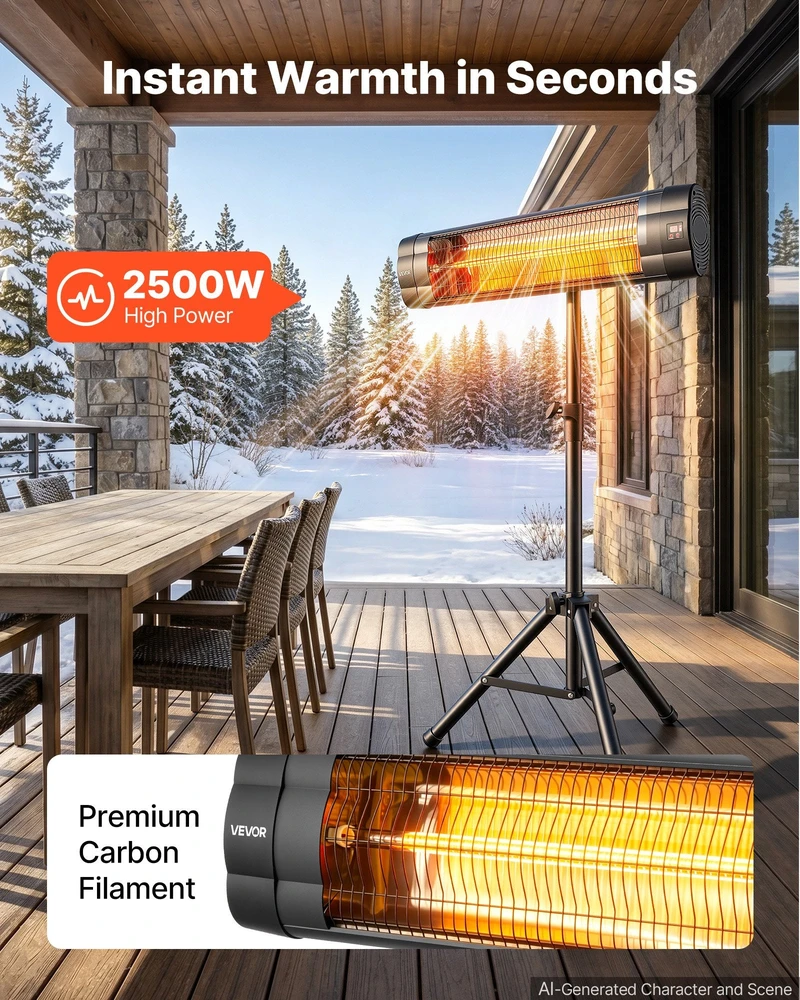 Infraraudonųjų spindulių šildytuvas VEVOR JHS-2500RS, 2500W