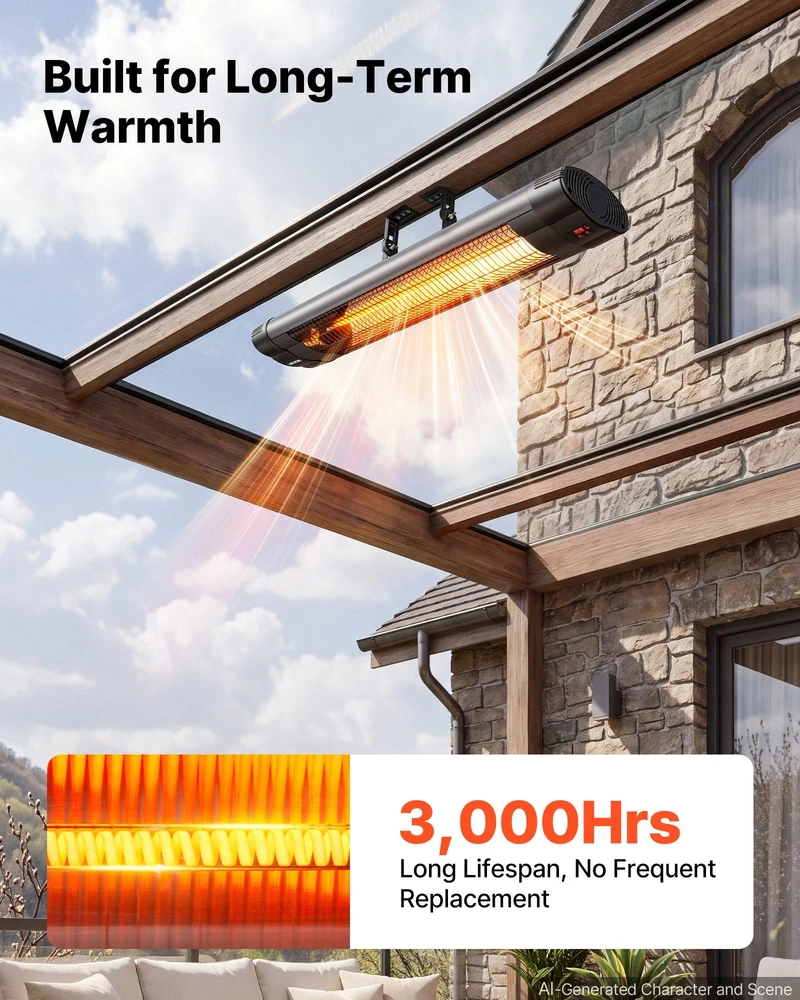 Infraraudonųjų spindulių šildytuvas VEVOR JHS-2500R, 2500 W