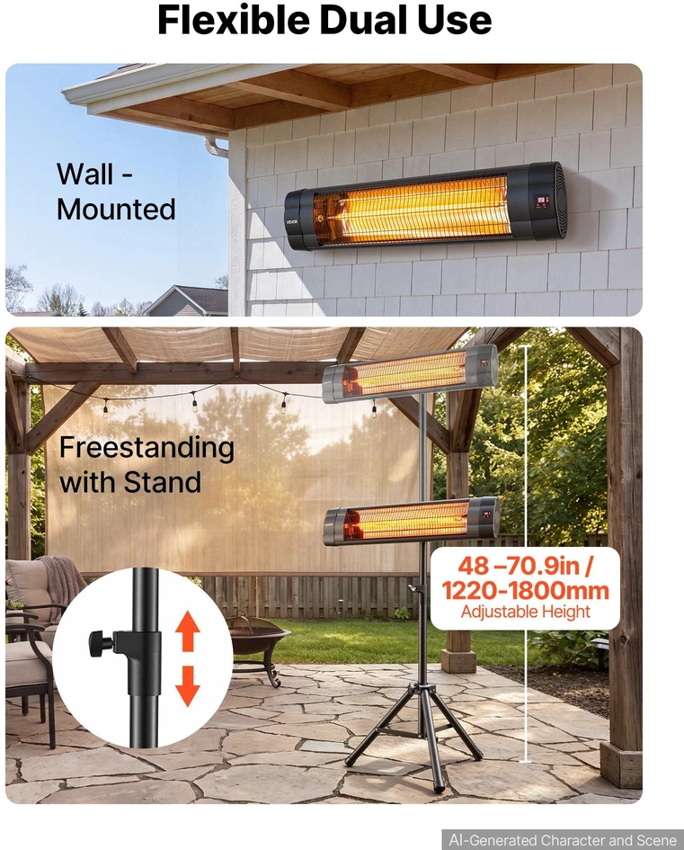 Infraraudonųjų spindulių šildytuvas VEVOR JHS-2500RS, 2500W