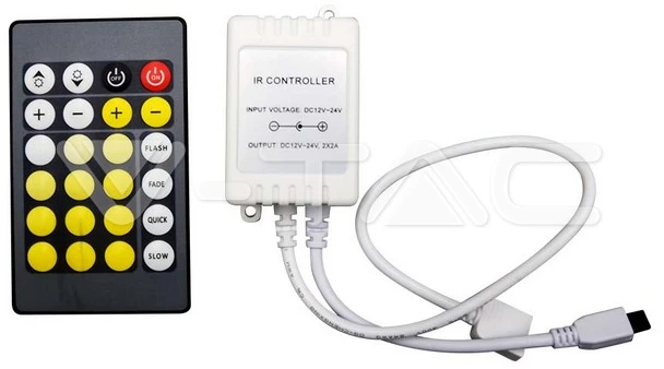 V-tac Infraraudonųjų spindulių valdiklis su nuotolinio valdymo pultu, skirtas 3in1+RGB LED juostai, 24 mygtukai