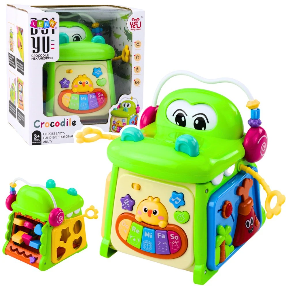 Lean Toys Interaktyvus edukacinis kubas su fortepijonu ir formų rūšiuokliu