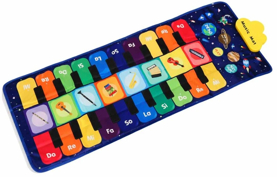 Interaktyvus muzikinis šokių kilimėlis vaikams su 8 instrumentais ir 10 melodijų.