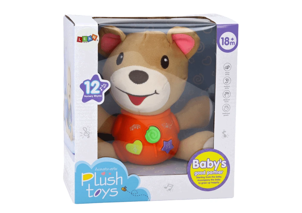 Interaktyvus pliušinis meškiukas Lean Toys su garsais ir melodijomis