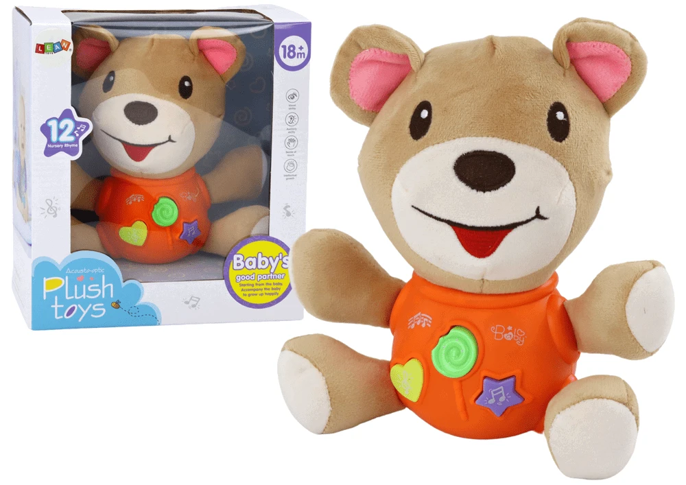 Interaktyvus pliušinis meškiukas Lean Toys su garsais ir melodijomis