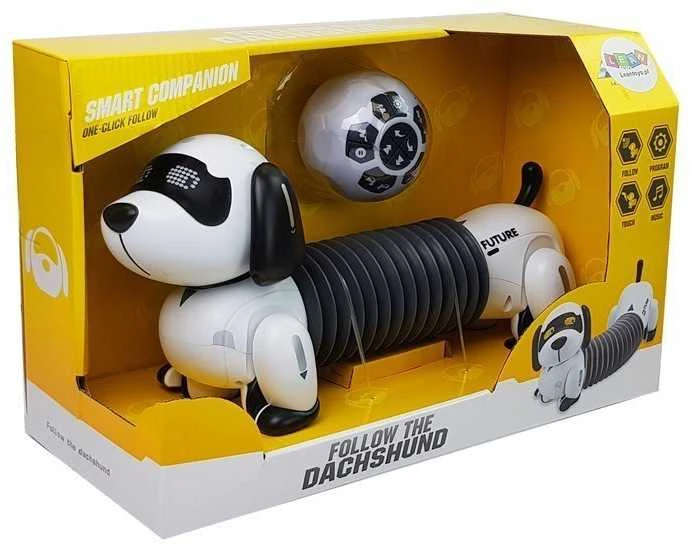 Interaktyvus robotas šuo su pultu ir garsais – žaidimams ir smagiam bendravimui.