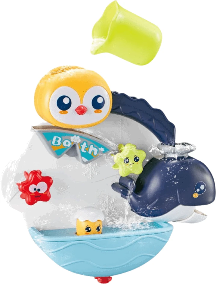 Lean Toys Interaktyvus vonios žaislas pingvinas su vandens efektais