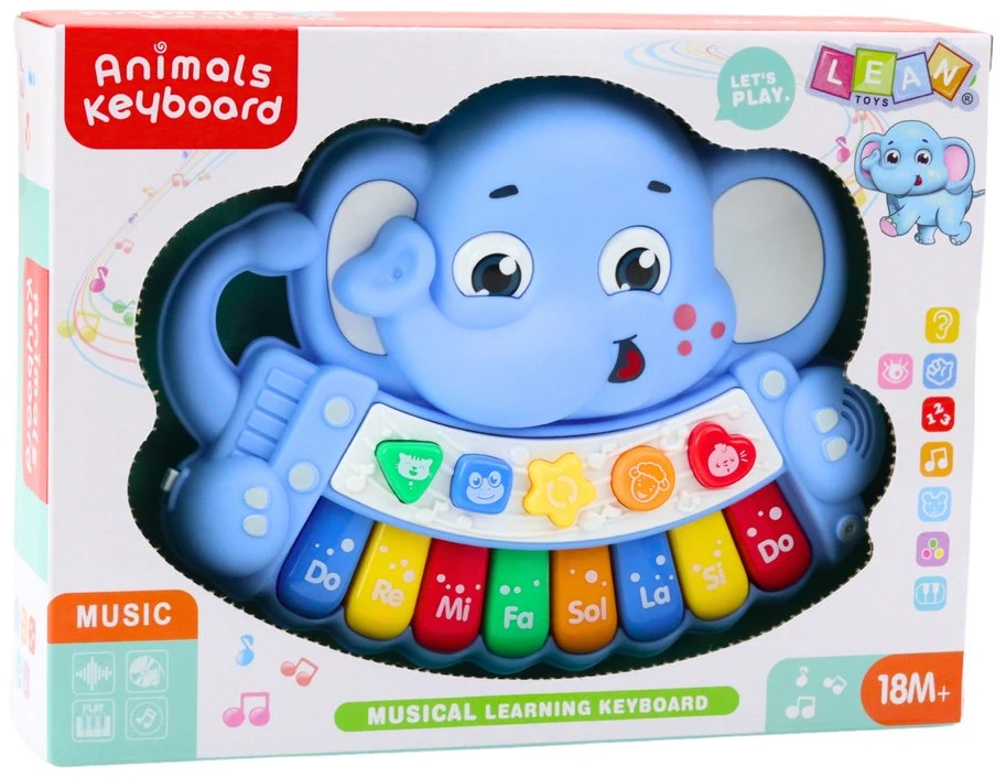 Lean Toys Interaktyvus mėlynas drambliuko pianinas