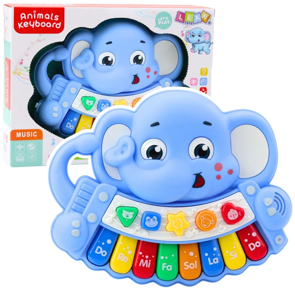 Lean Toys Interaktyvus mėlynas drambliuko pianinas
