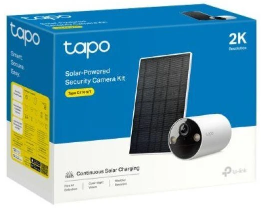 TP-LINK | Saulės energija varoma apsaugos kamerų rinkinys | Tapo C410 rinkinys | Kulka | 3 MP | 3.17mm/F1.65 | IP65 | H.264 | „MicroSD“ kortelė, iki 512 GB