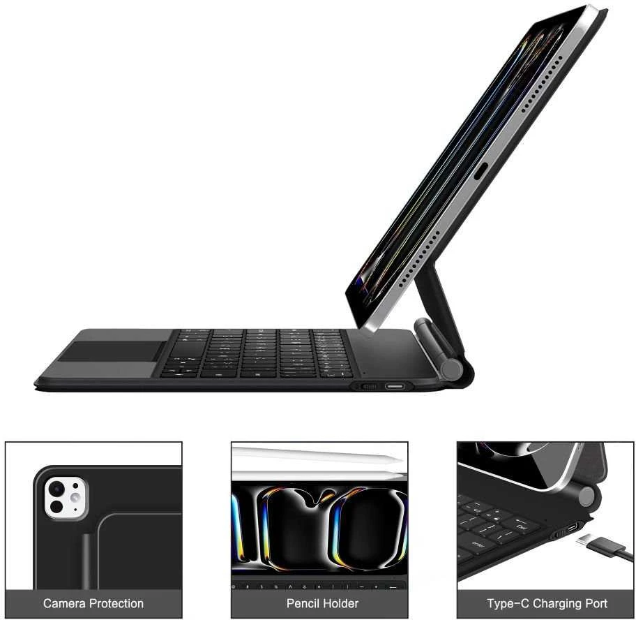 „Tech-Protect SmartCase Magnetic“, skirtas „iPad Pro 11“ 5/6 2024–2025 m. – Juodas