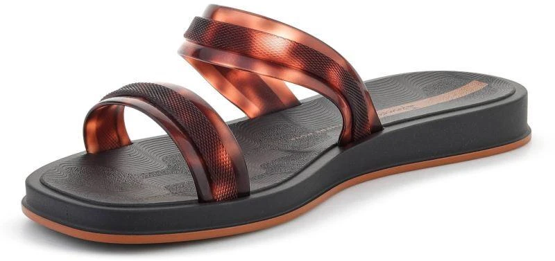 IPANEMA GLOW TRENDY SLIDE AD moteriškos šlepetės, juodos/vėžlio rašto/rudos spalvos, 27421-BR850