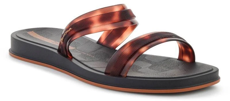 IPANEMA GLOW TRENDY SLIDE AD moteriškos šlepetės, juodos/vėžlio rašto/rudos spalvos, 27421-BR850