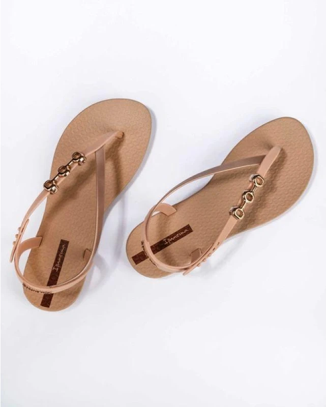 Ipanema Sandal Class moteriškos šlepetės-sandalai smėlio spalvos su auksine detalėmis