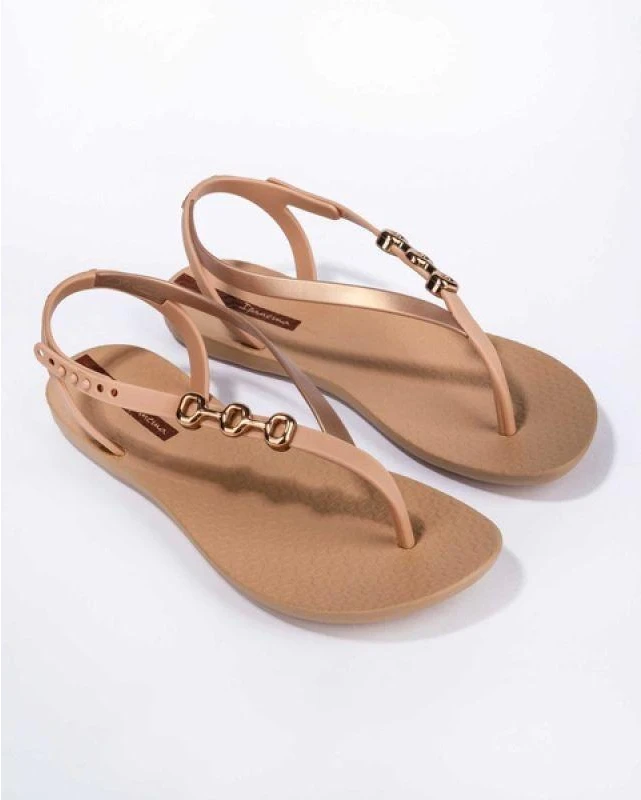 Ipanema Sandal Class moteriškos šlepetės-sandalai smėlio spalvos su auksine detalėmis